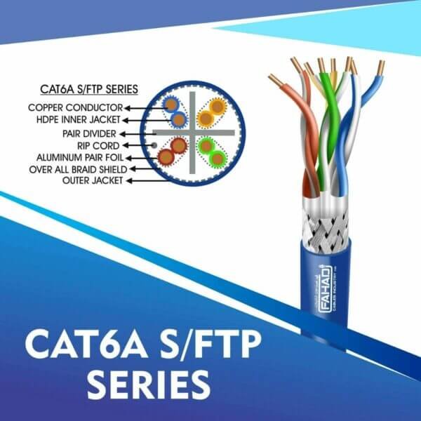 sftp network cable cat6a LSZH 305m cat6a sftp Network LSZH cable 305m Cat6a S-FTP Network bulk cable 305m