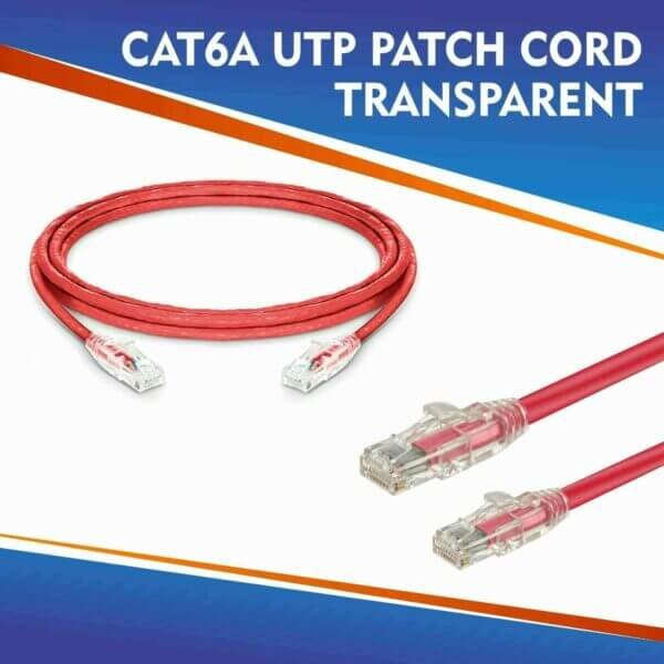 CAT6A UTP PATCH CORD TRANSPARENT RED