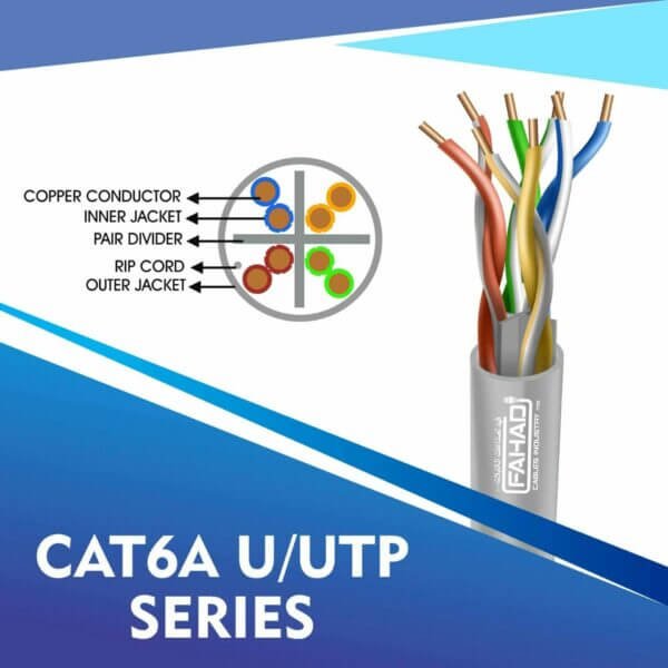 CAT6A-GREY cat6a network cable 23awg 4pair LSZH U-UTP cable 305m