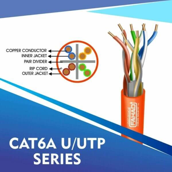 CAT6A-ORANGE cat6a network cable 23awg 4pair LSZH U-UTP cable 305m
