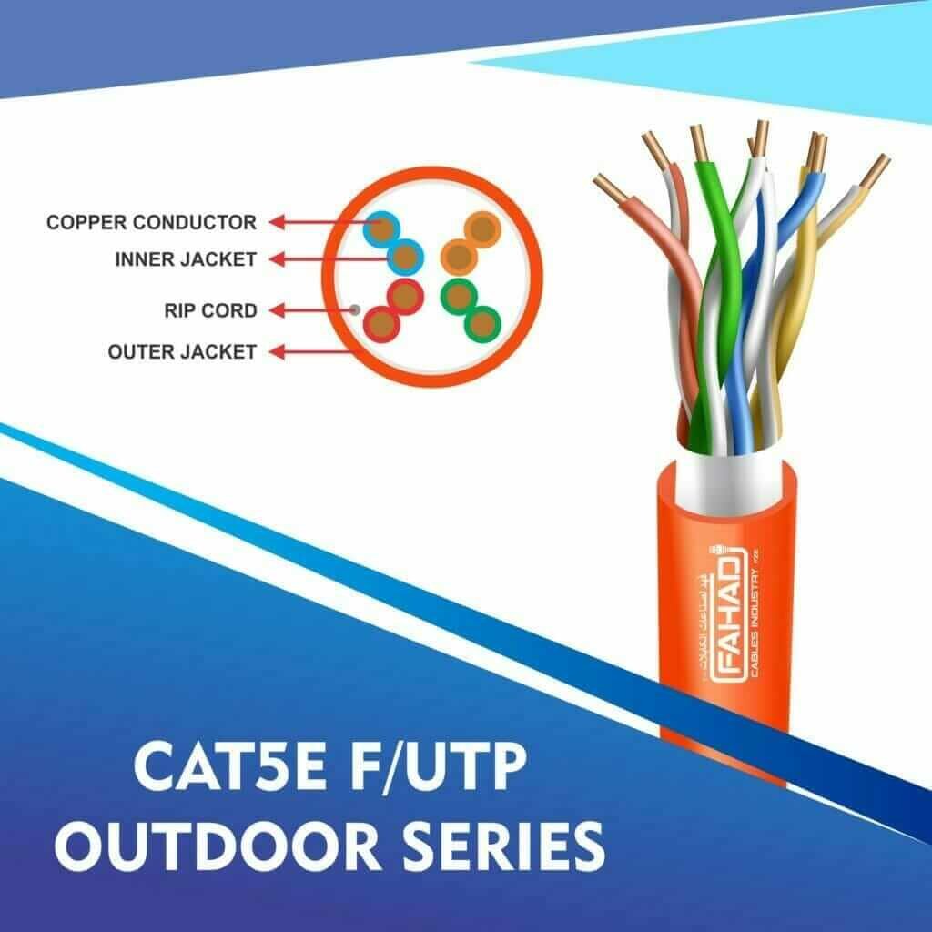Exploring Cat5e U/UTP Outdoor PE Ethernet Cables by Fahad Cables Industry FZE 6 cat5e 24 awg F-UTP outdoor cable 305m