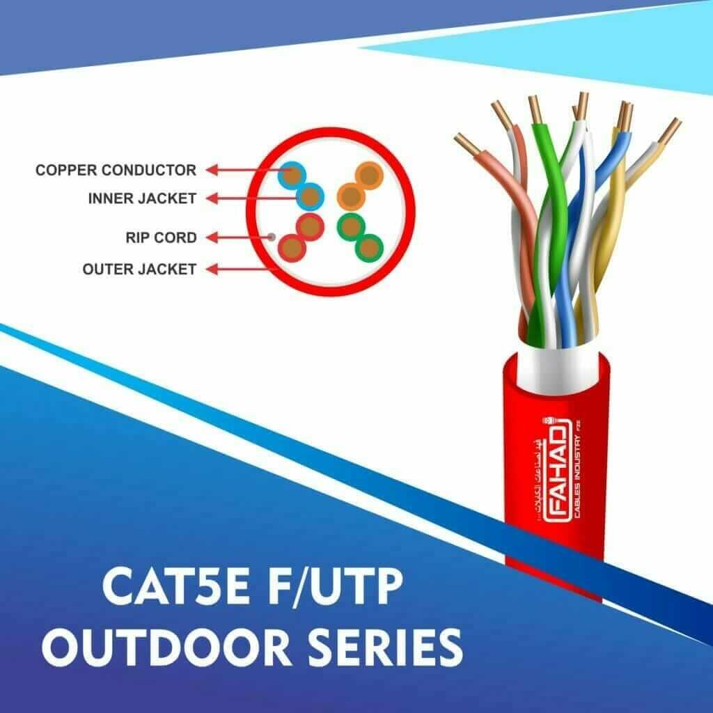 Exploring Cat5e U/UTP Outdoor PE Ethernet Cables by Fahad Cables Industry FZE 5 cat5e 24 awg F-UTP outdoor cable 305m