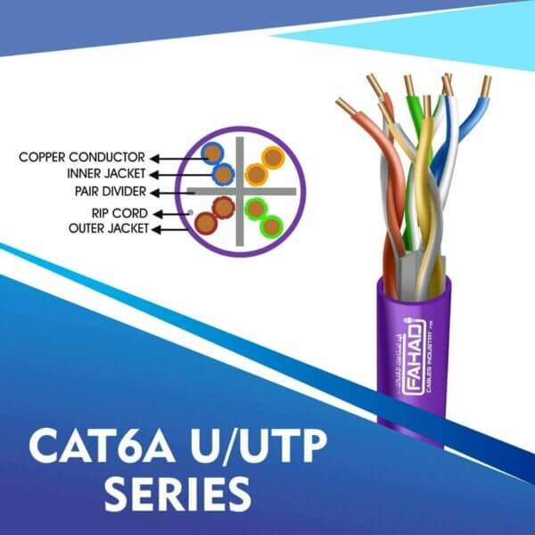CAT6A-VOILET cat6a network cable 23awg 4pair LSZH U-UTP cable 305m