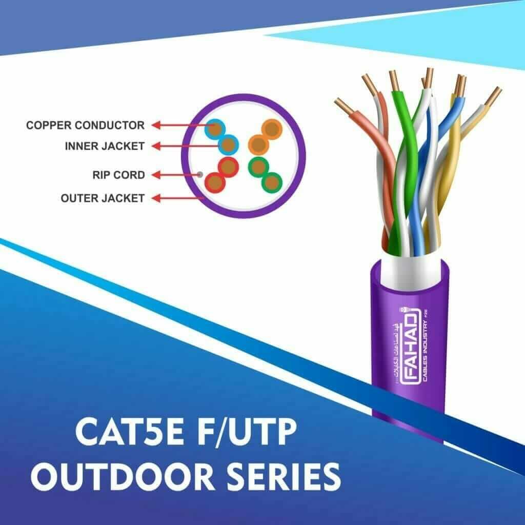 Exploring Cat5e U/UTP Outdoor PE Ethernet Cables by Fahad Cables Industry FZE 4 cat5e 24 awg F-UTP outdoor cable 305m
