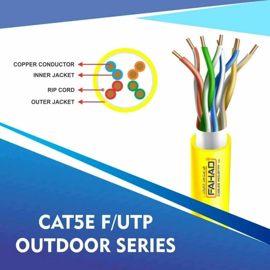 Exploring Cat5e U/UTP Outdoor PE Ethernet Cables by Fahad Cables Industry FZE 2 cat5e 24 awg F-UTP outdoor cable 305m