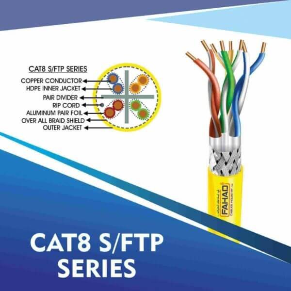 Certificates cat8 network cable 23awg 4 Twisted pair S-FTP 305m network cable Cat6 SF/UTP Ethernet Power Hybrid Cables