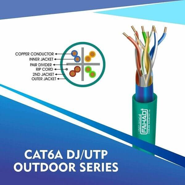 cat6a 23 awg Outdoor double jacket 4 twisted pair utp network cable 305-500m