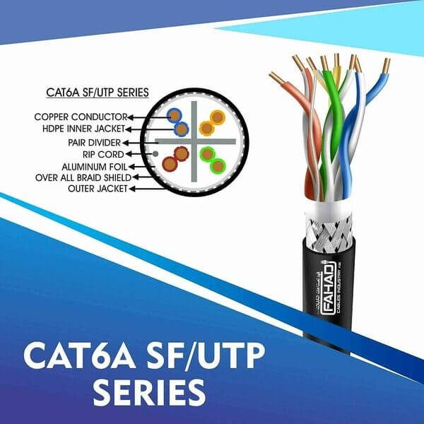 cat6a 23 awg Outdoor 4 twisted pair S/ftp network cable 305-500m