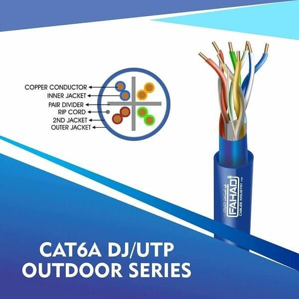 cat6a 23 awg Outdoor double jacket 4 twisted pair utp network cable 305-500m
