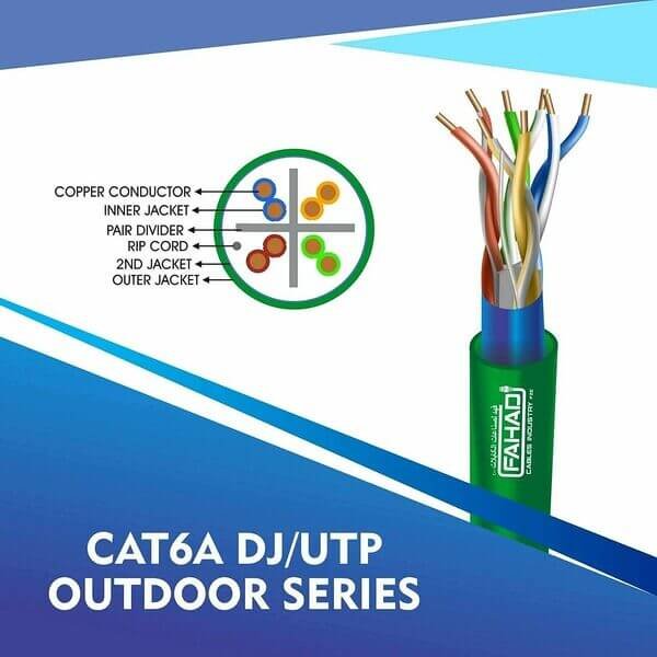 cat6a 23 awg Outdoor double jacket 4 twisted pair utp network cable 305-500m
