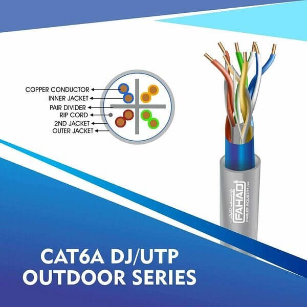 cat6a 23 awg Outdoor double jacket 4 twisted pair utp network cable 305-500m