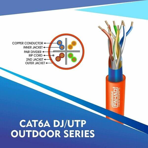 cat6a 23 awg Outdoor double jacket 4 twisted pair utp network cable 305-500m