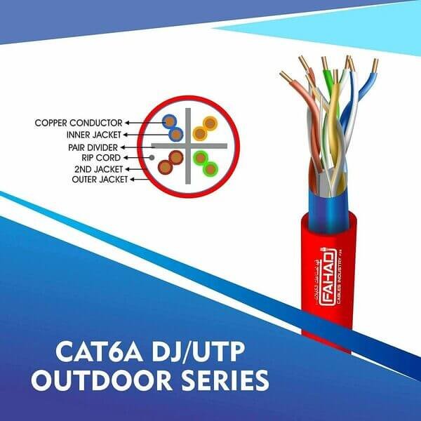 cat6a 23 awg Outdoor double jacket 4 twisted pair utp network cable 305-500m