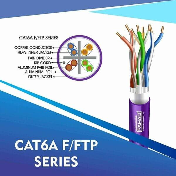 cat6a 23 awg Outdoor 4 twisted pair Sftp network cable 305-500m