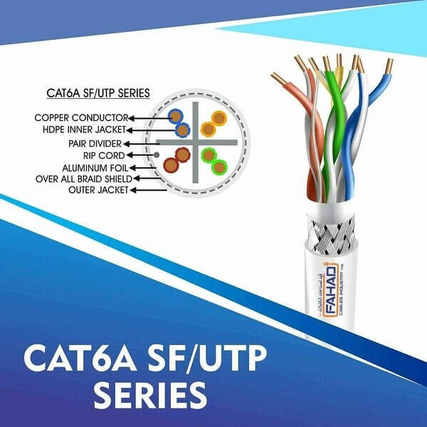 cat6a 23 awg Outdoor 4 twisted pair S/ftp network cable 305-500m