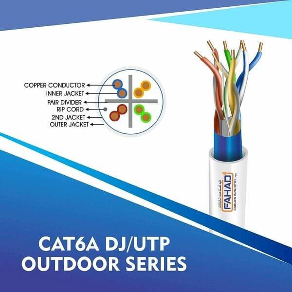 cat6a 23 awg Outdoor double jacket 4 twisted pair utp network cable 305-500m