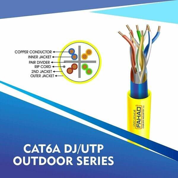 cat6a 23 awg Outdoor double jacket 4 twisted pair utp network cable 305-500m