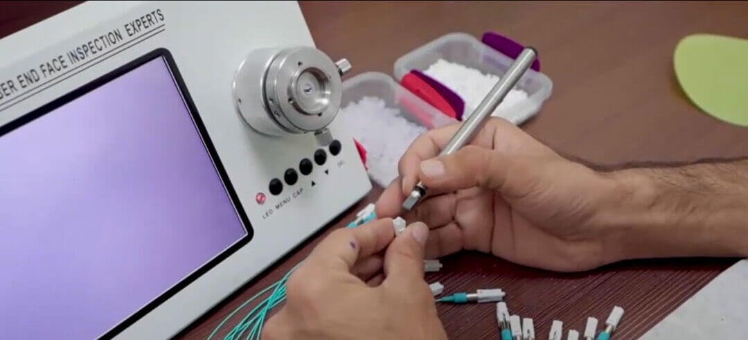 Fiber optic pigtail testing and connector inspection